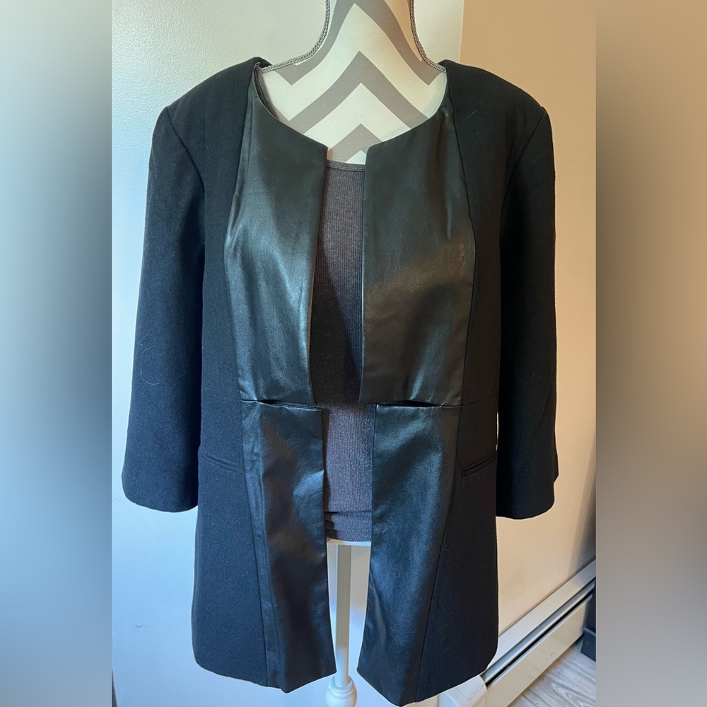 Venus: Leather Lapel Wool Blazer